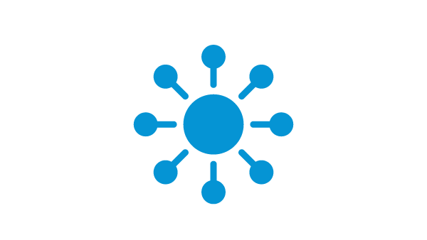 A blue icon of a starburst (not the candy)