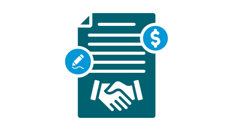 Icon of a piece of paper with a handshake on it, representing SRG Stillwater's Contract Staffing service