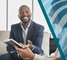 Male leader in meeting